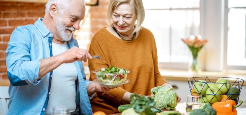 The aged couple is happy with their healthy lifestyle.