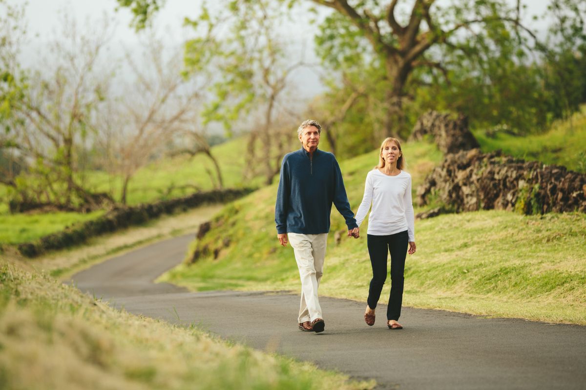 The couple shows happy, healthy aging due to taking NAD+ supplements.